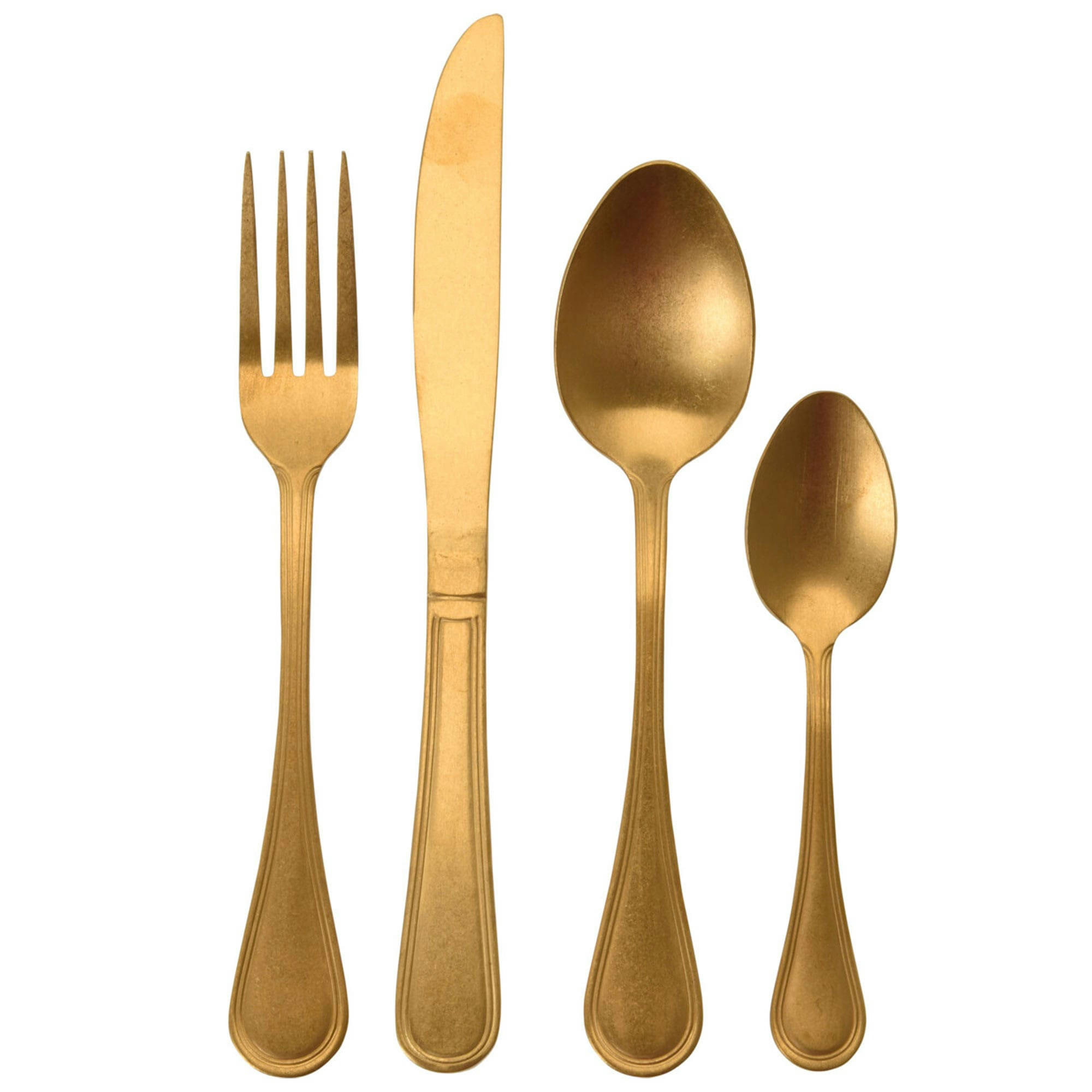 - Couverts de table en acier inoxydable doré 16 pièces