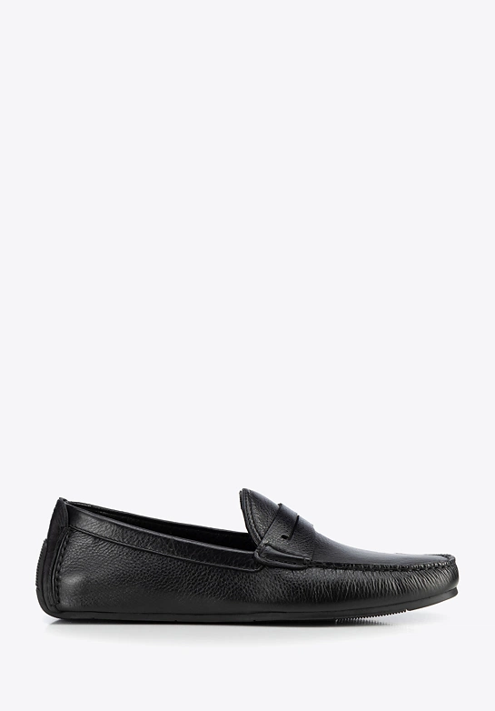 Męskie półbuty slip-on ze skóry naturalnej czarne