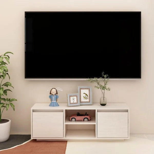 Szafka Pod Telewizor RTV Komoda Drewniana Biała 110x30x40 cm