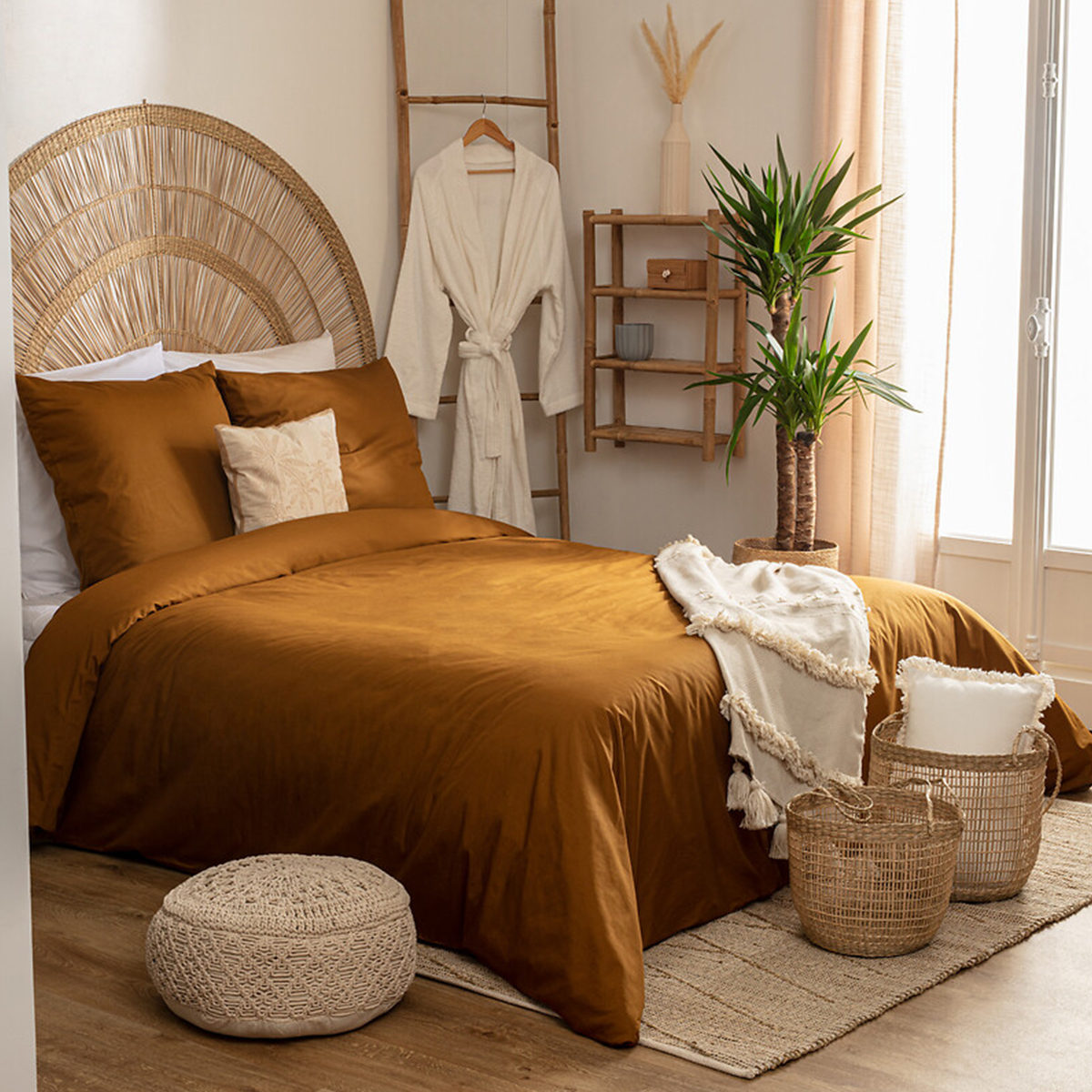 Bed linen set "Landiha" Mustard yellow, 240x260 cm