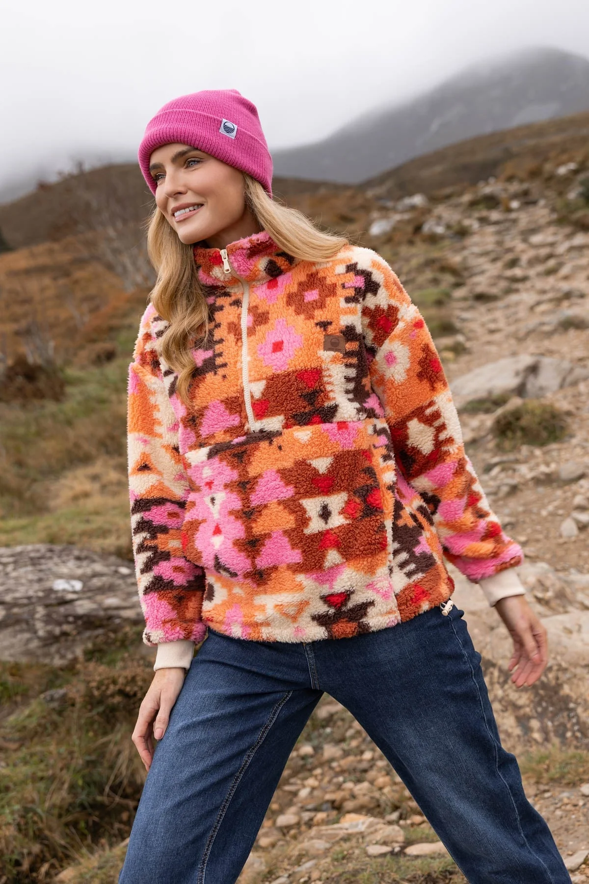 Rust Printed Colar Fleece