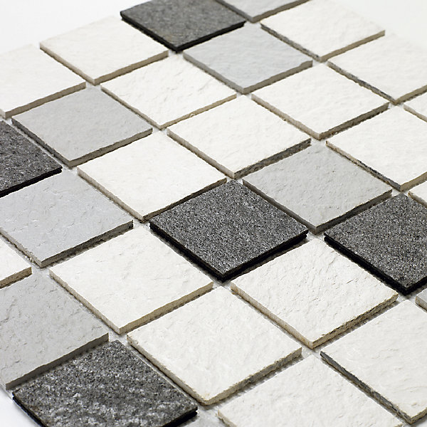 Mosaïque mixte résine &pierre 100 x 50 cm - carreau 5 x 5 cm mixte pierre et résine blanche