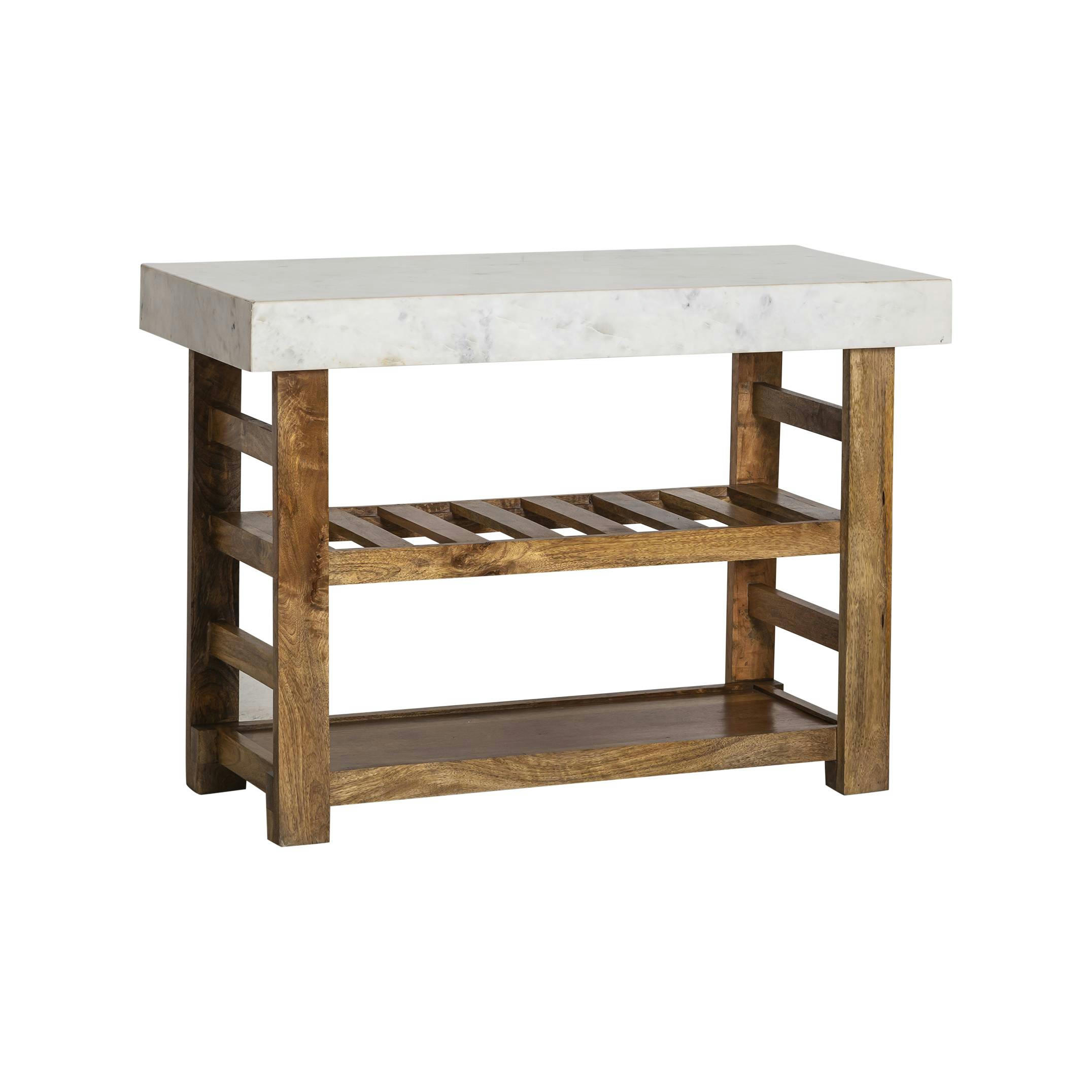 - Ilot central en bois blanc 113 cm