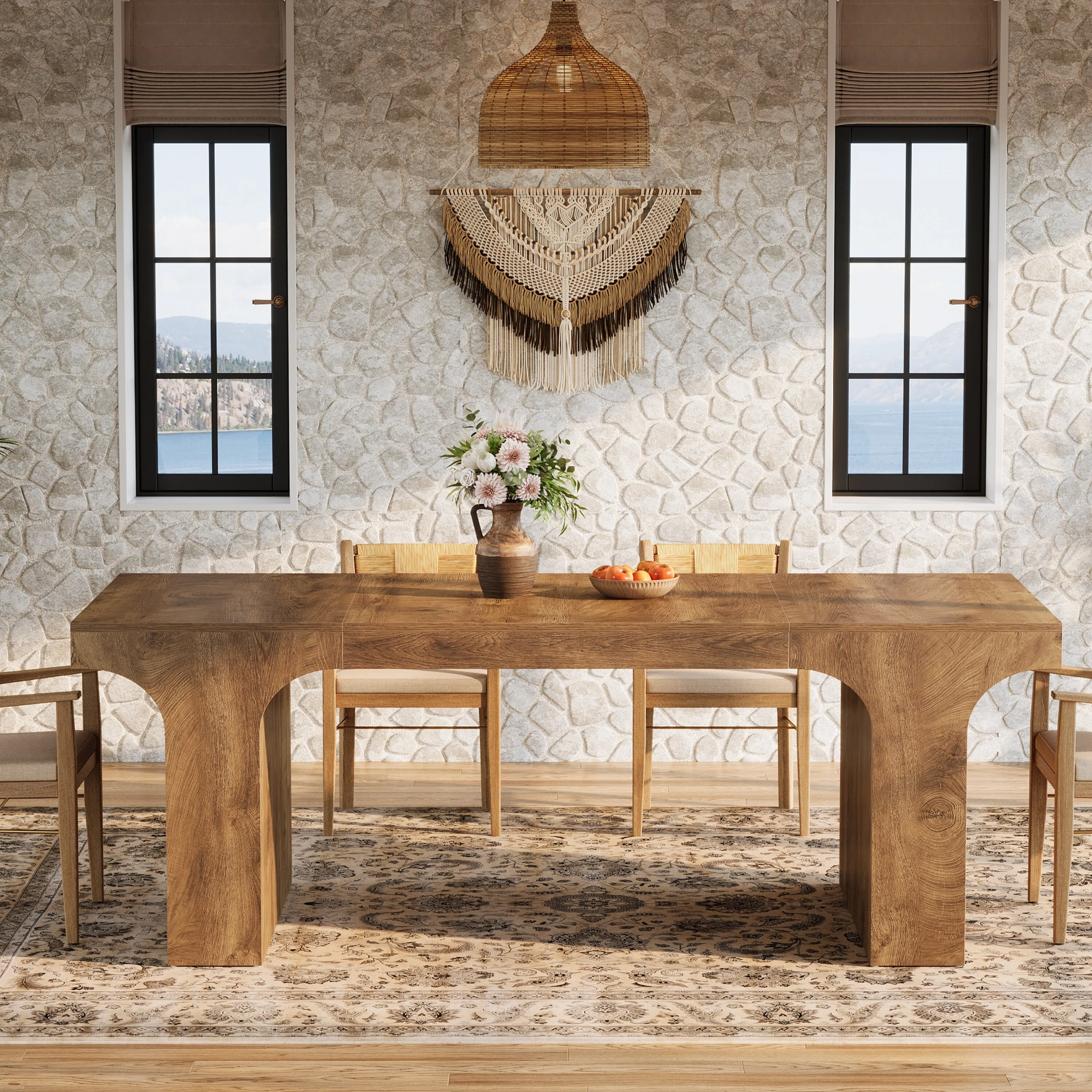 Farmhouse Rectangular Dining Table for 6-8 People