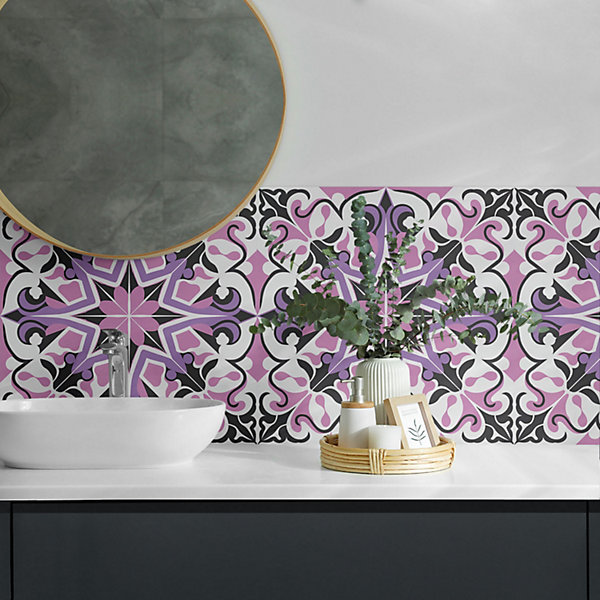 Panneau Mural Wallfluent 50x50 cm Motif D'étoile Florale 4 pièces