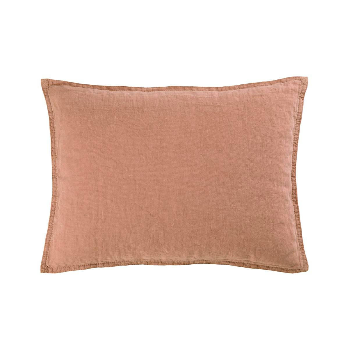PETIT JOUR - Taie d'oreiller en  lin lavé rose 30 x 40 cm
