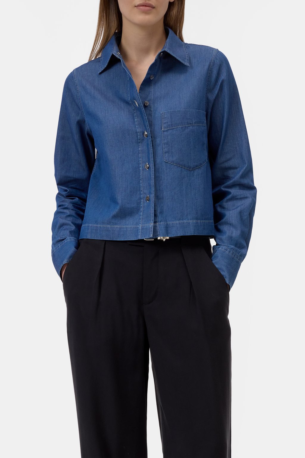Verkürzte Denim-Bluse