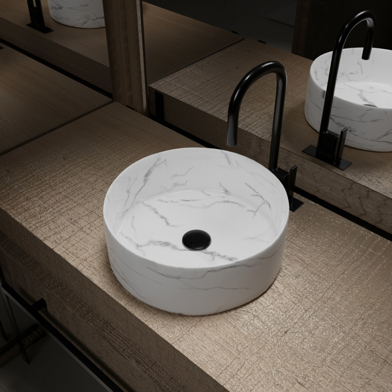 Vasque à poser ronde Effet Marbre blanc AURLANE
