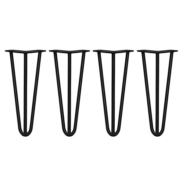 4 Pieds de Table en épingle à Cheveux 30,5cm 3 Tiges 12mm Fini Noir