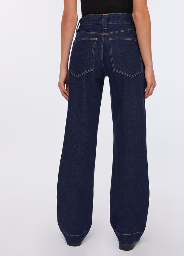 Jeans straight con perle gioiello