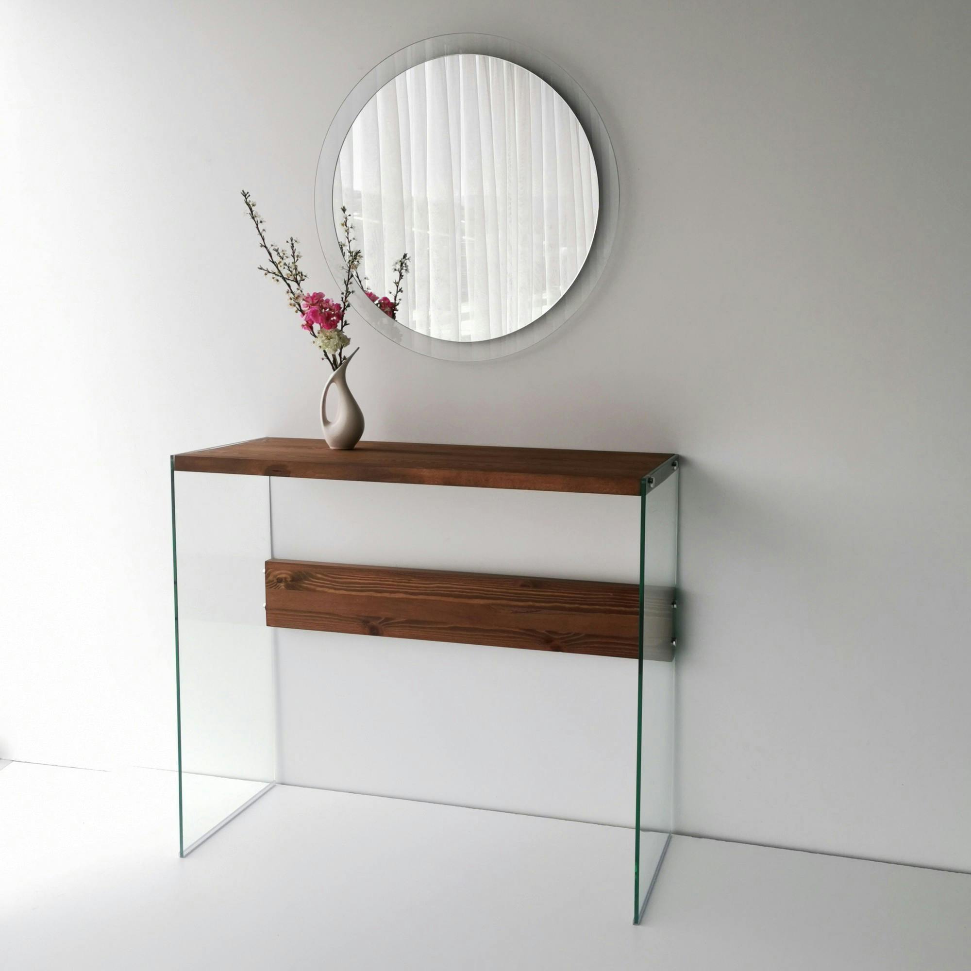 Miroir rond moderne cadre verre transparent Ø65 cm CODY