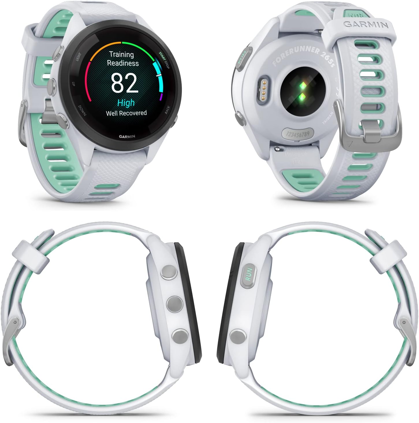 Wearable4U Garmin Forerunner 265S Music GPS Running 42 mm Smartwatch  Whitestone with AMOLED 1.1in Touchscreen Display Black Earbuds Bundle