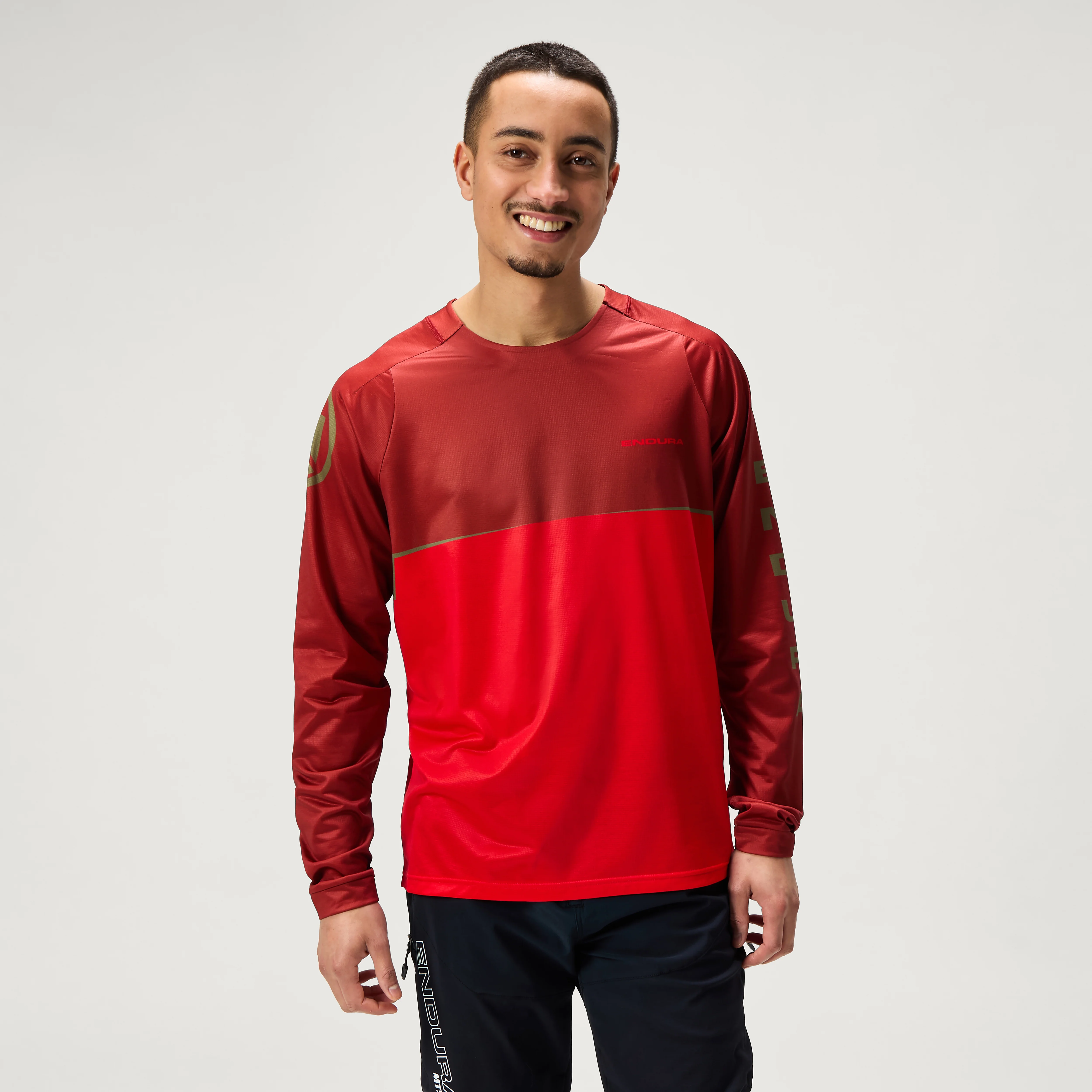 Men's SingleTrack Core Printed L/S Tee - Flame Red