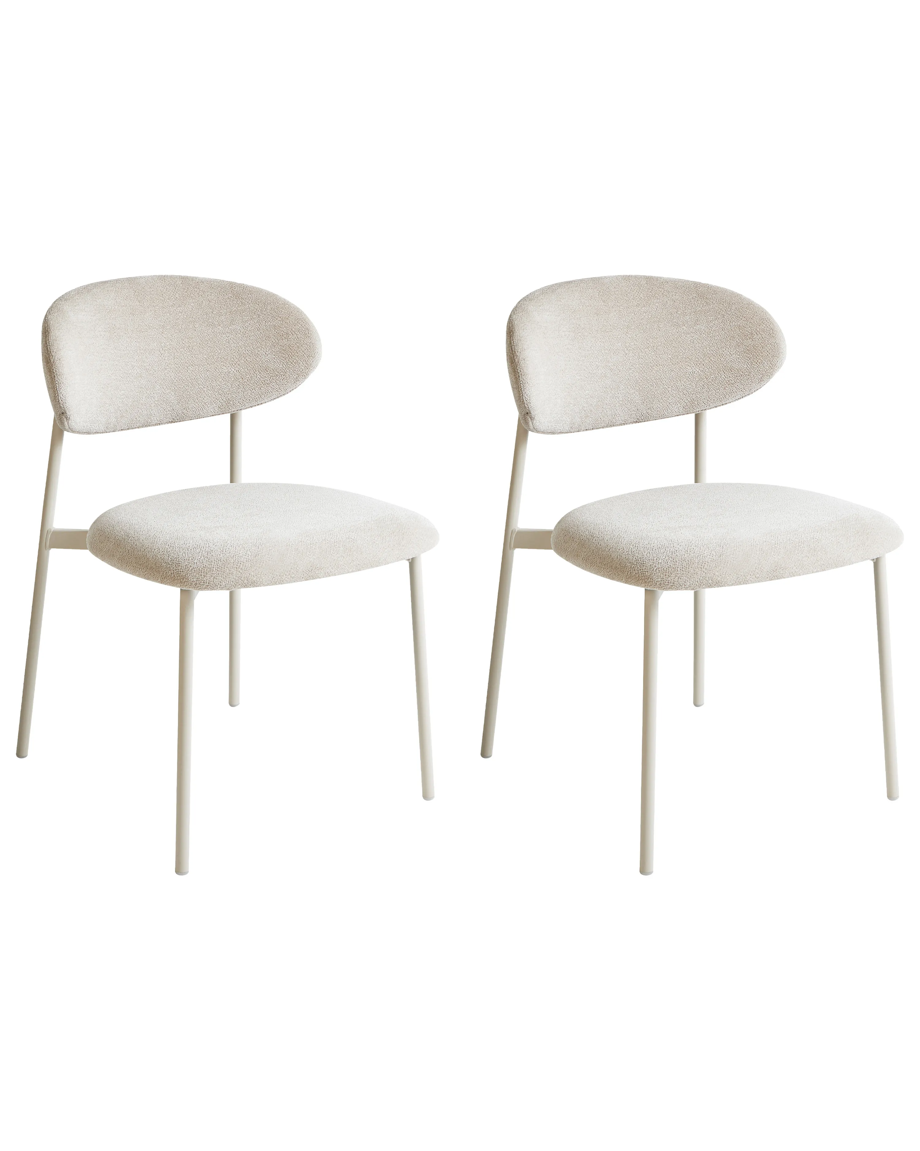 Set of 2 Dining Chairs COWLEY Chenille Light Beige