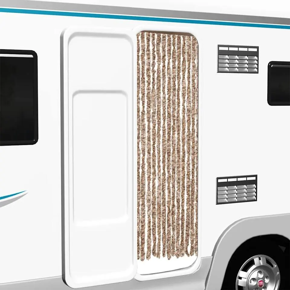 vidaXL - Vliegengordijn voor camperdeur Beige, donkerbruin Chenille - 56x185 cm