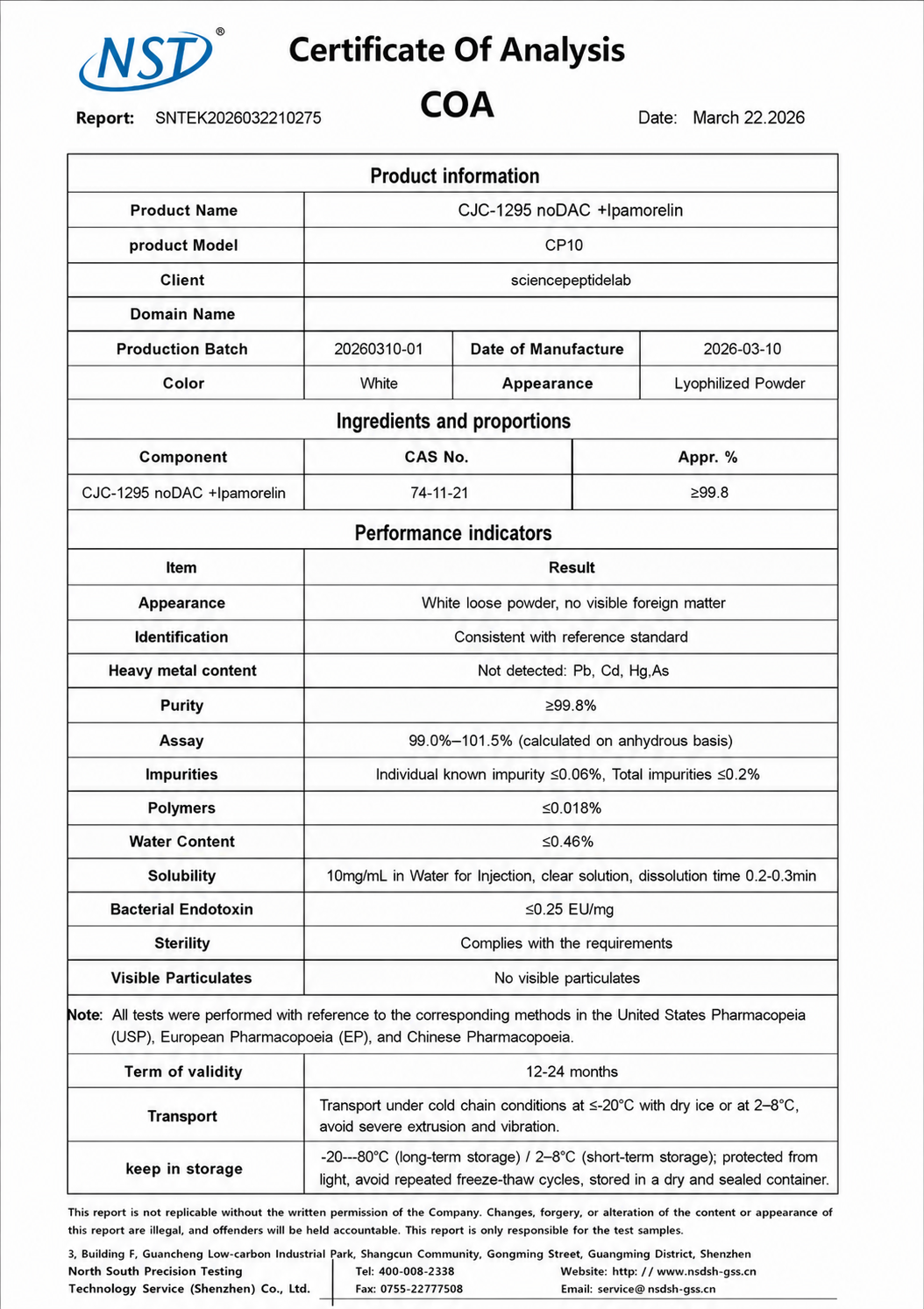 CP10 | CJC-1295 No DAC + Ipamorelin Blend 10mg × 10 Vials