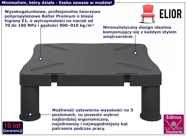 Minimalistyczna nadstawka na biurko z regulowanymi nóżkami - Naren