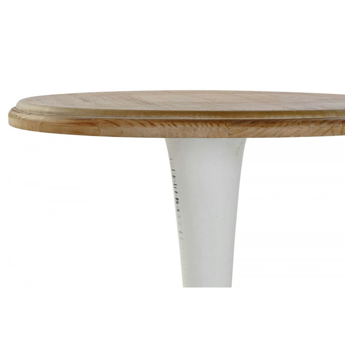 - Table d'appoint classique ronde en bois blanc et plateau bois