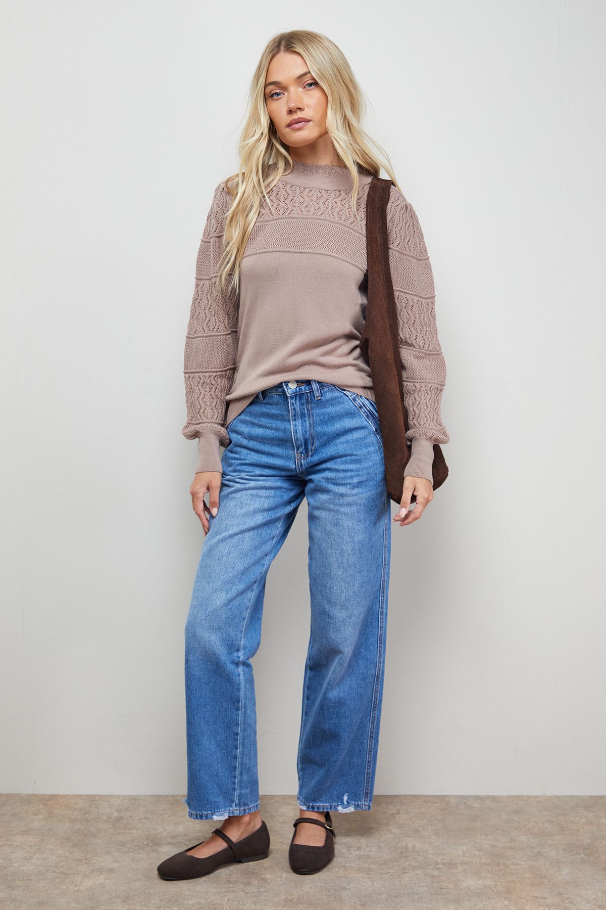 Oasis Scallop Neck Volume Sleeve Jumper