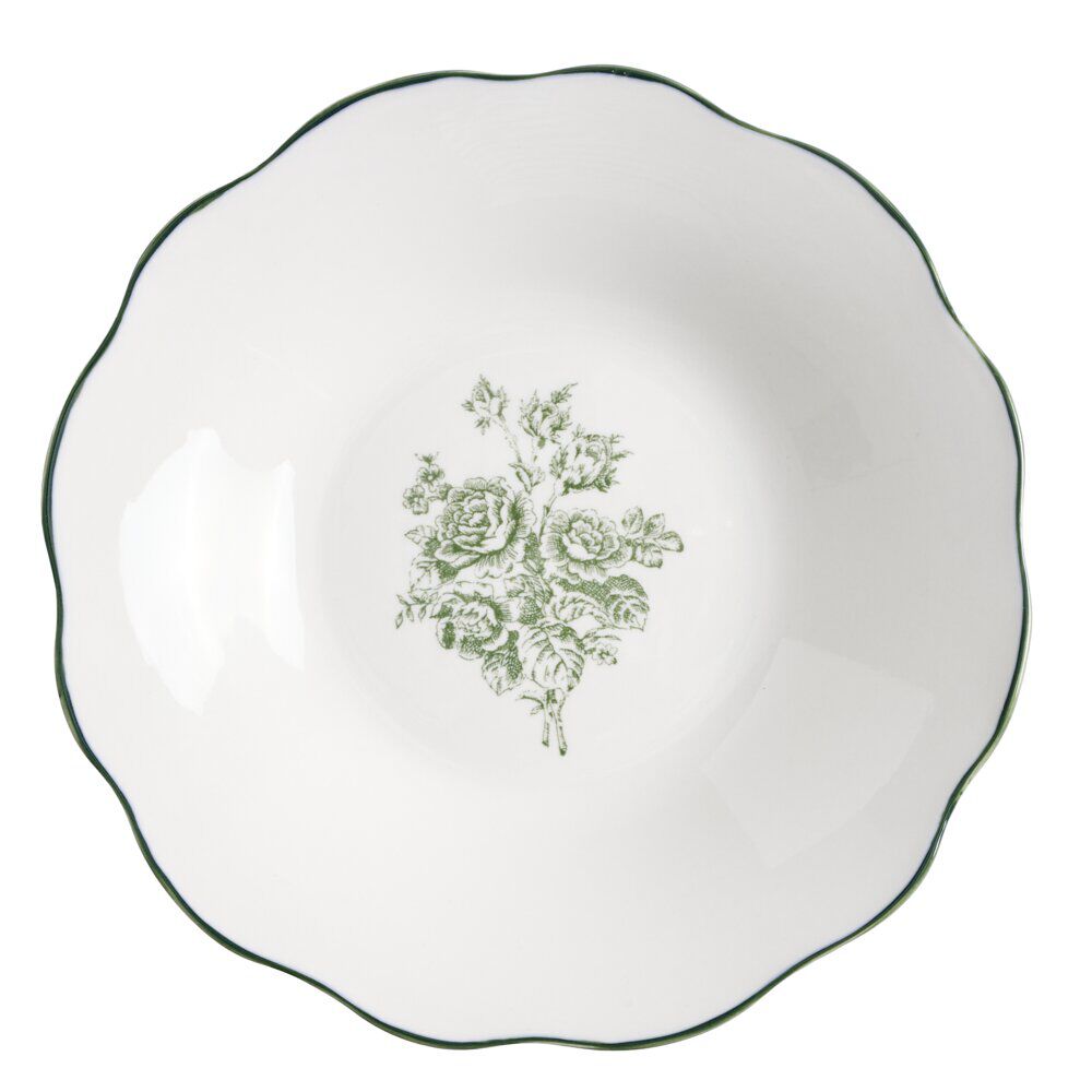 Assiette creuse porcelaine imprimé toile de Jouy Ø20 cm vert
