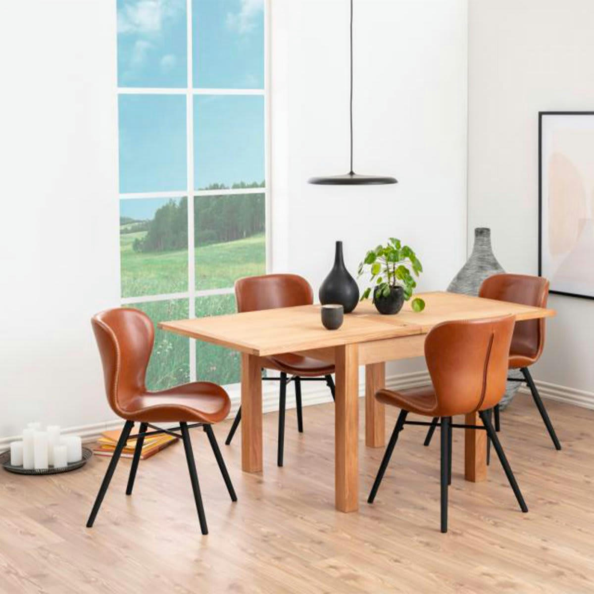 MATILDA - Lot de 2 chaises en simili camel pieds noir