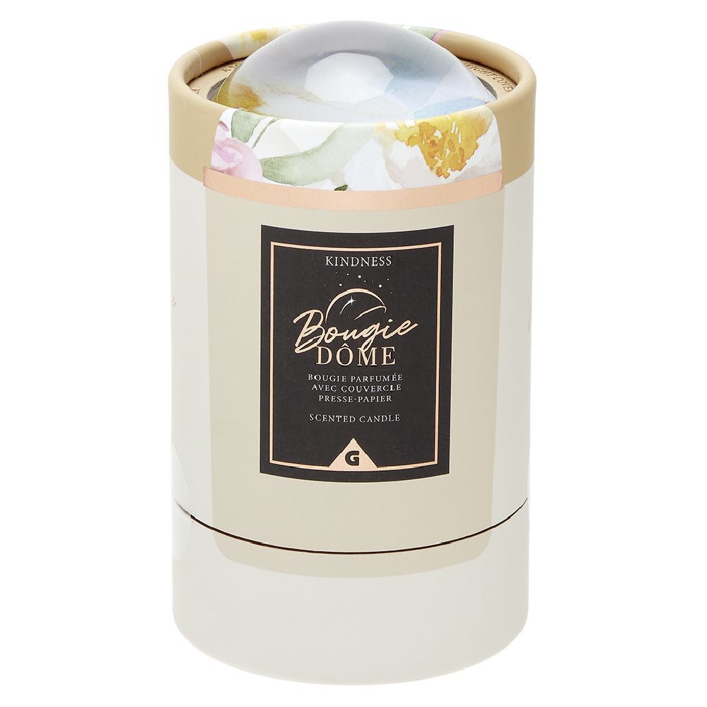 Bougie dans pot avec couvercle dôme en cristal assorti