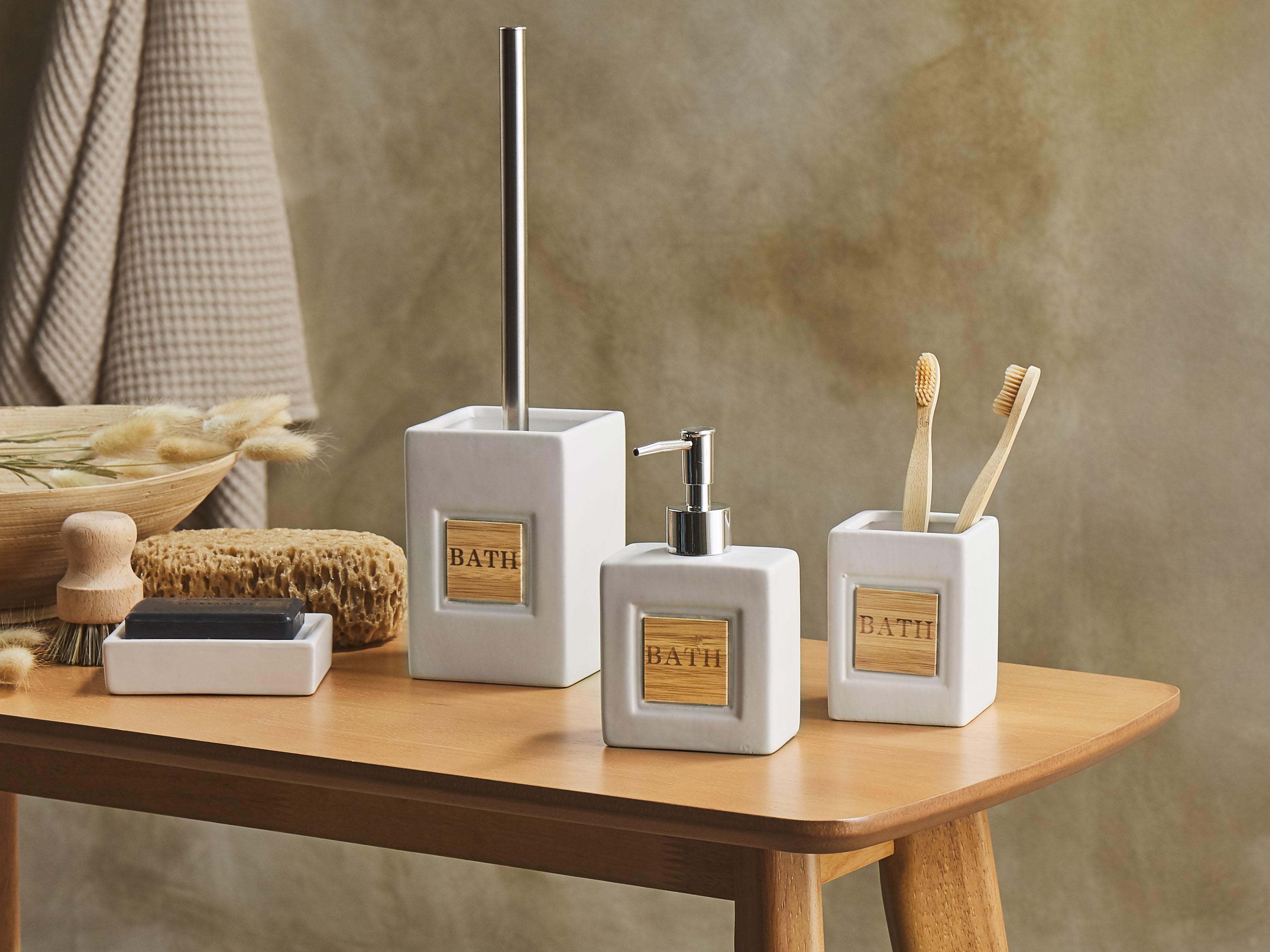 4-Piece Bathroom Accessories Set KOUROU Ceramic Beige