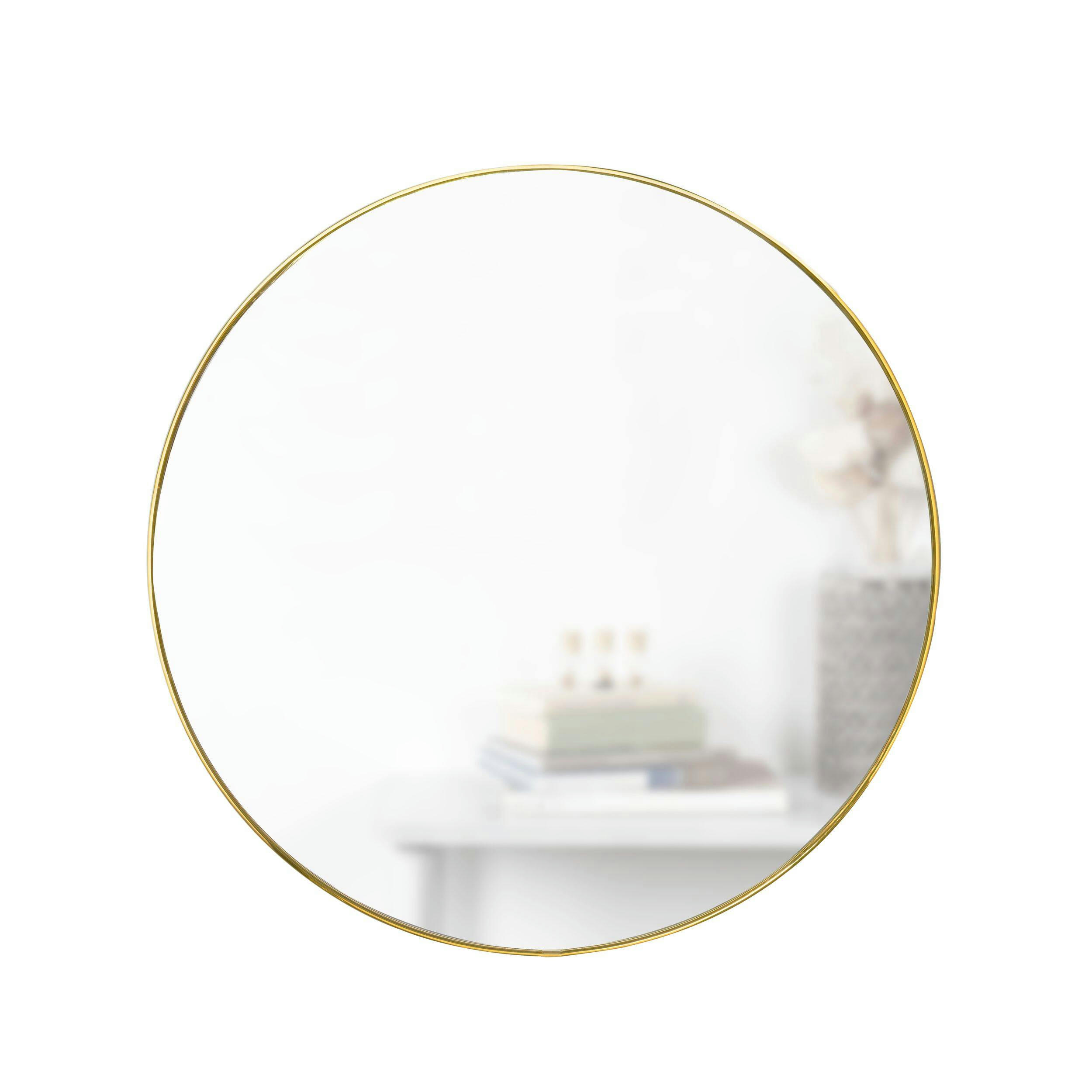 Umbra Hubba Round Wall Mirror, Brass, 34-in