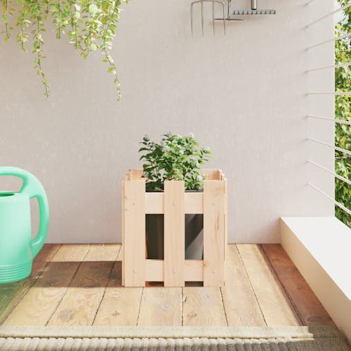 NNEVL Garden Planter with Fence Design 30x30x30 cm Solid Wood Pine