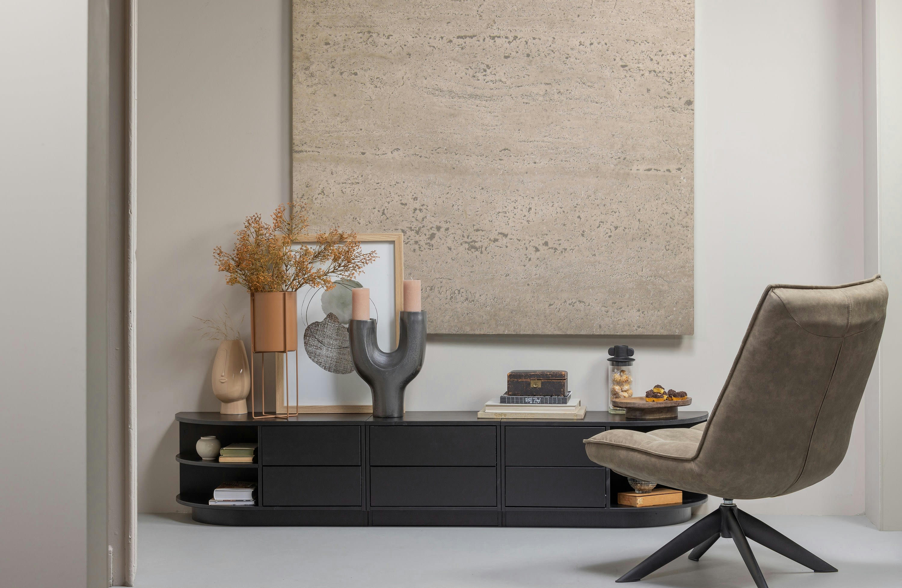 FINA - Meuble tv en bois noir