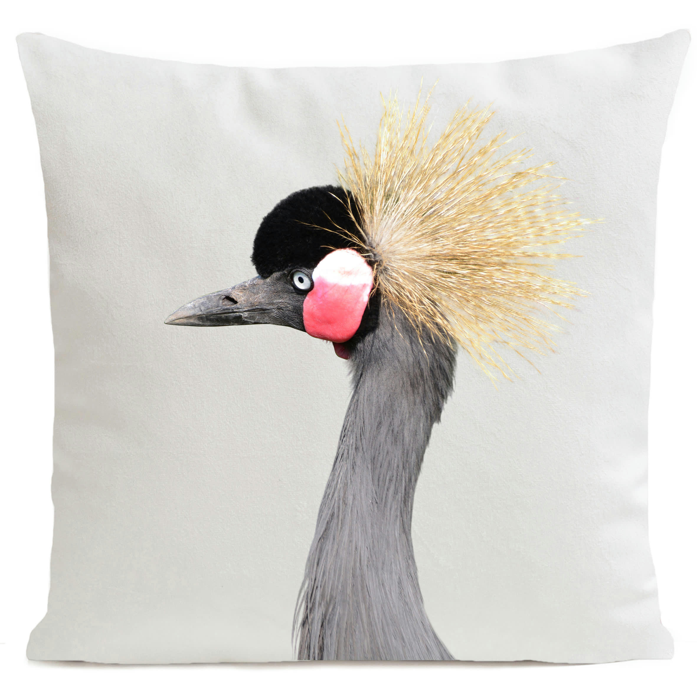 - Coussin campagne oiseau suédine blanc 40x40cm