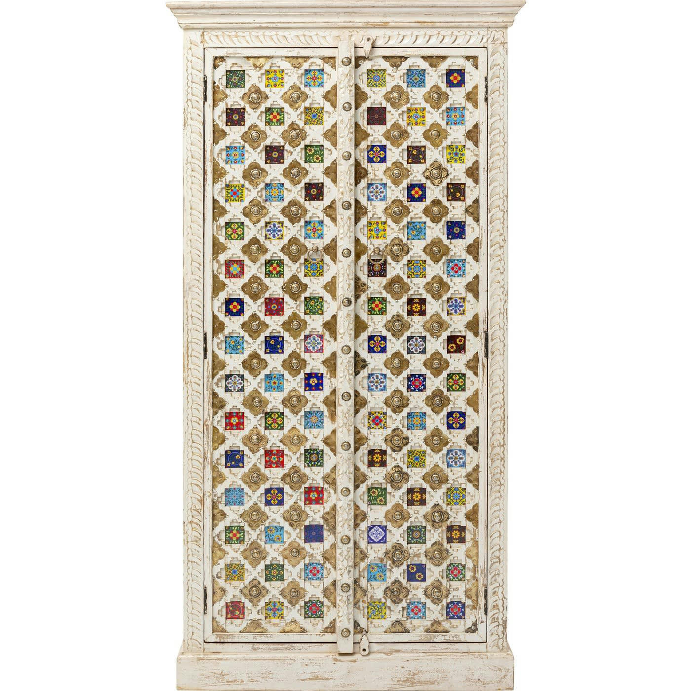 BAZAR - Armoire 2 portes en manguier massif mosaïques