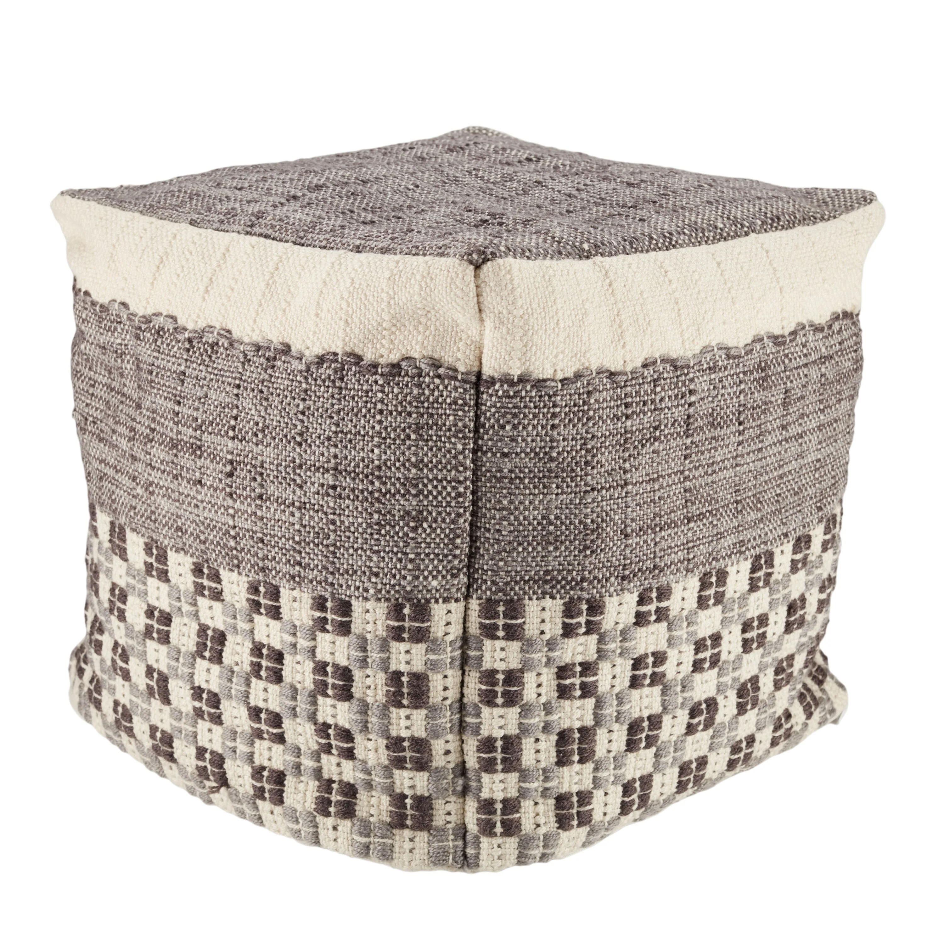 Sebastia Indoor/ Outdoor Geometric Pouf/ Floor Pillow - 16X16X16