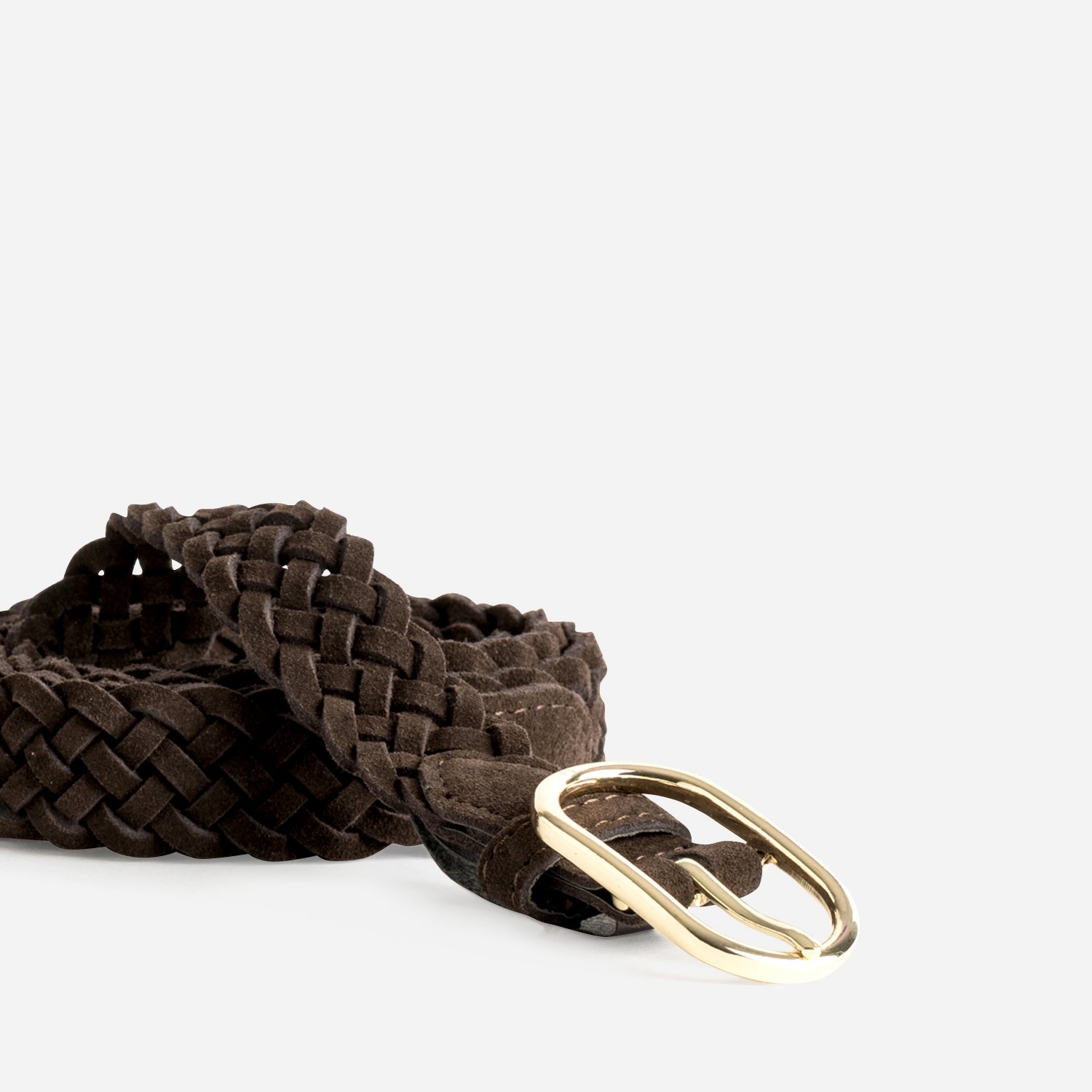 Ceinture marron cuir velours tressé