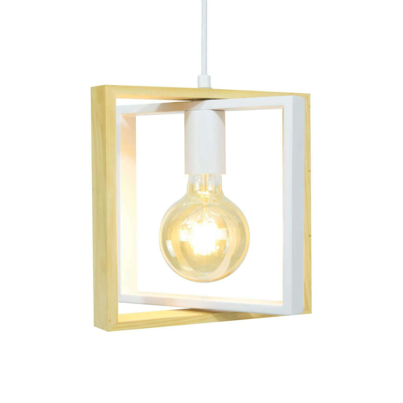 WOOLI - Suspension en métal blanc et bois naturel