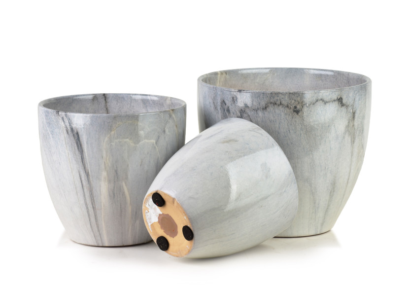 NEVA MARBLE Komplet 3 osłonek ceramicznych 25x25x21/20,5x20,5x18/16x16x15cm