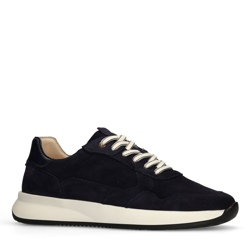 Manfield Donkerblauwe suède sneakers
