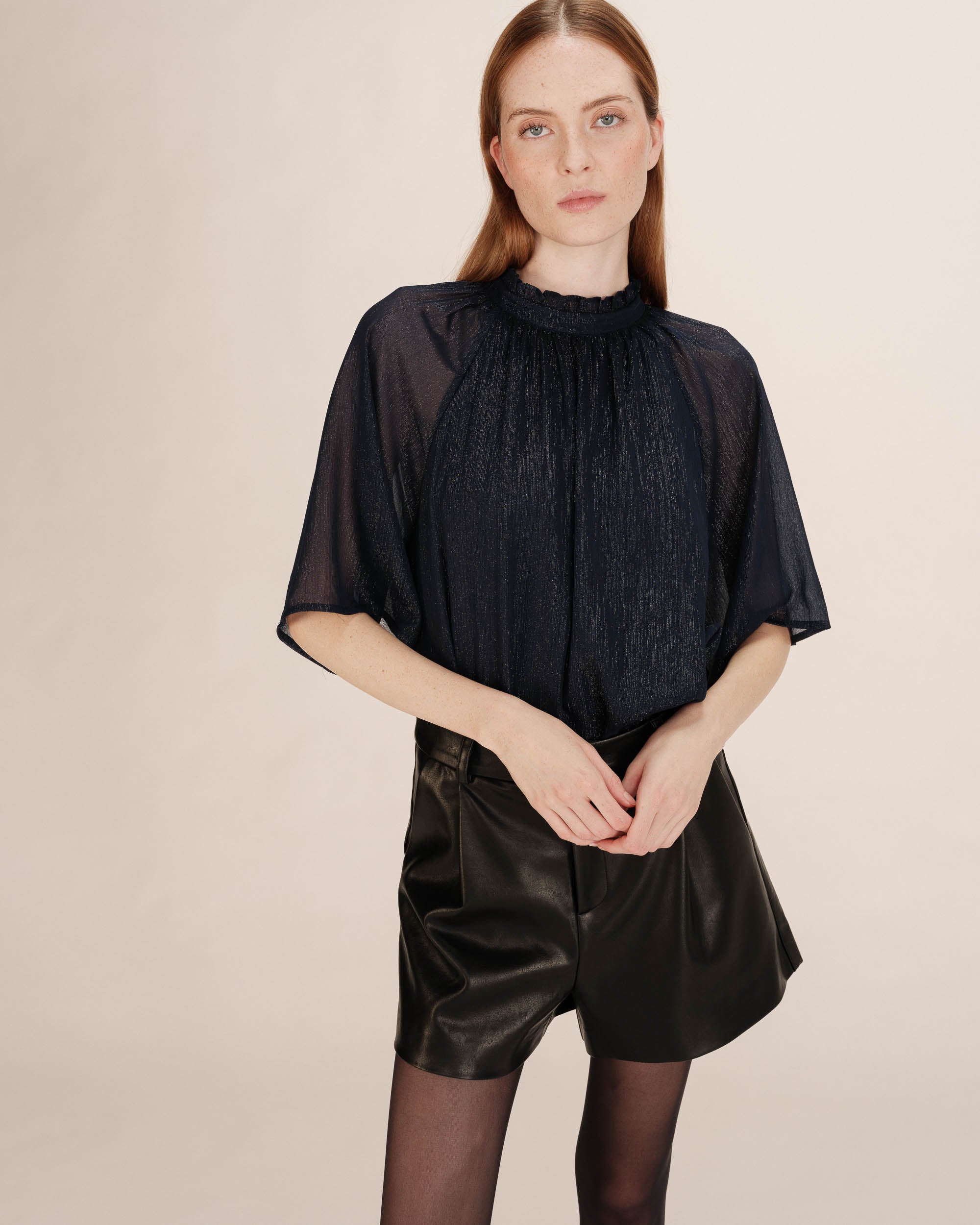 Blouse en lurex marine Topaze