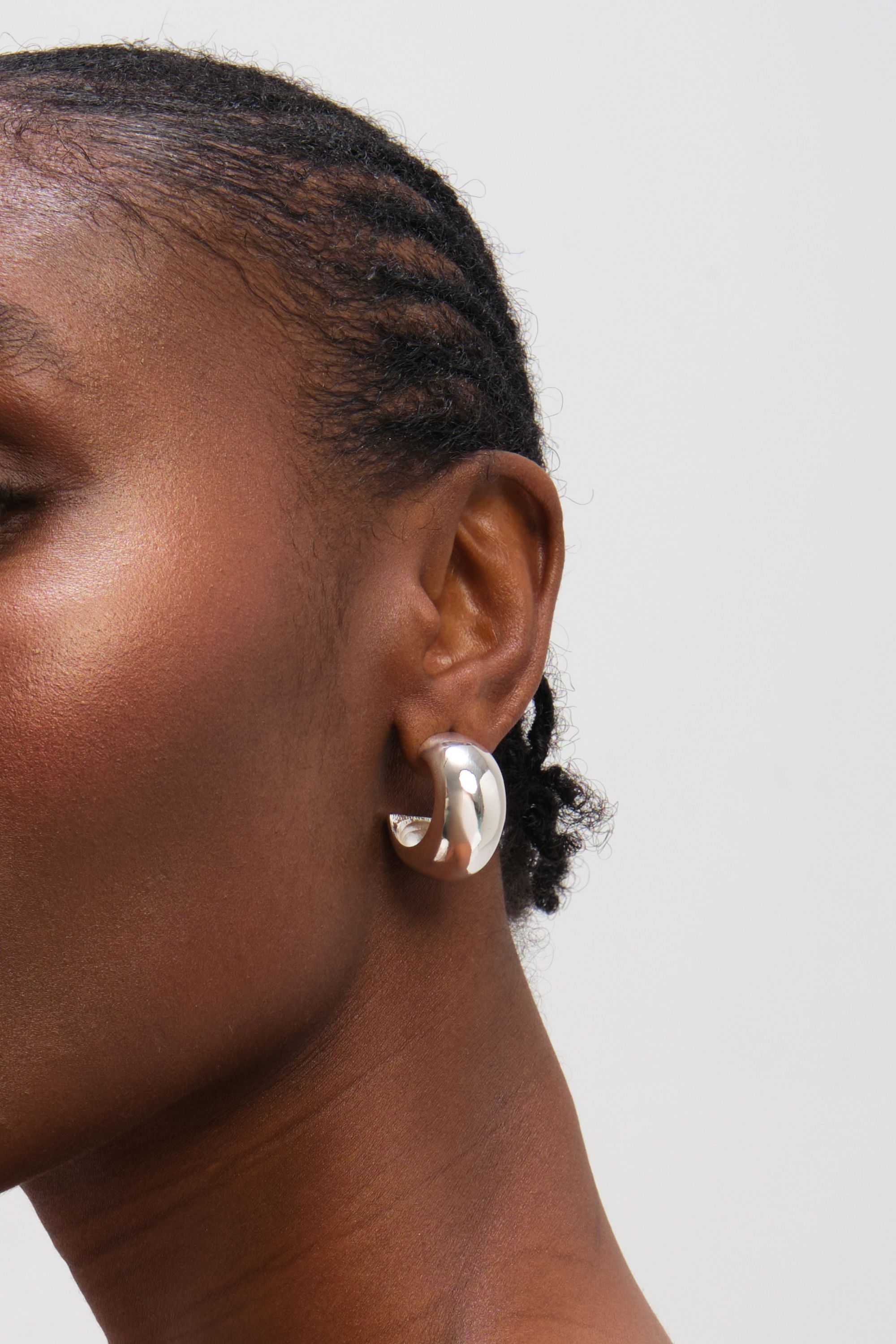 Mood Silver Plated Chubby Hoop Earrings