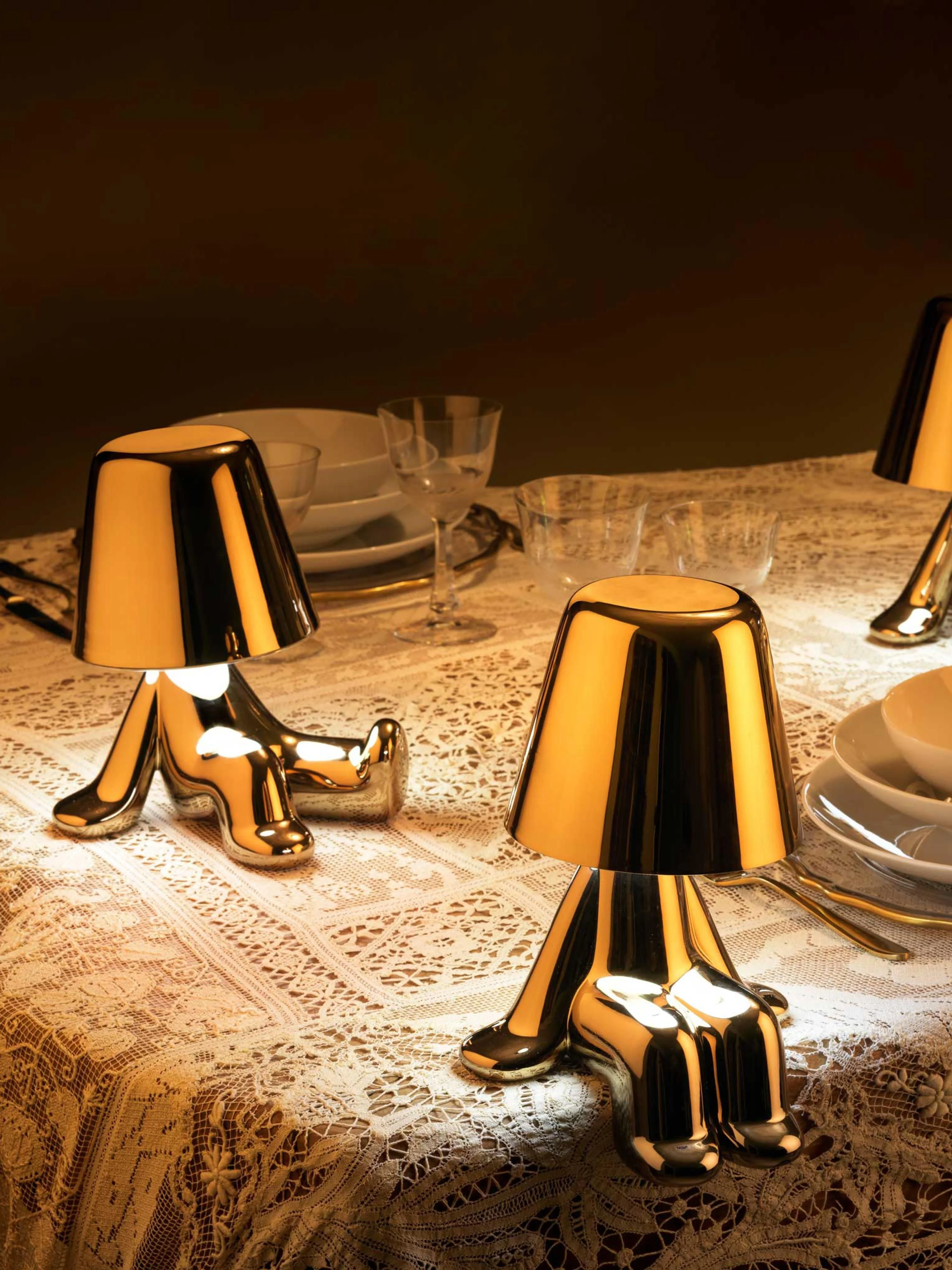 Mobile kleine LED-Tischlampe Golden Brothers Bob, dimmbar