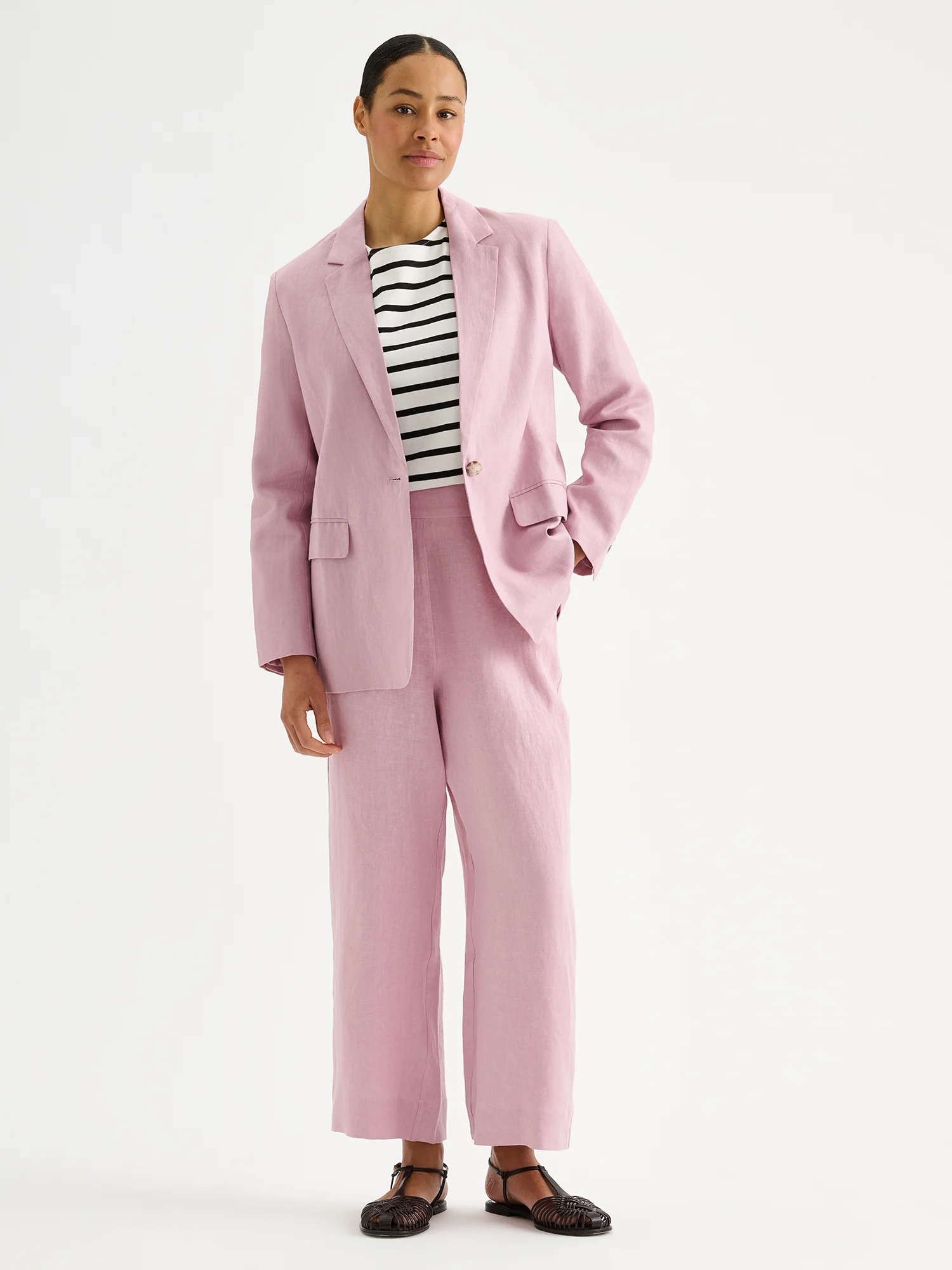 SAARI culottes-pellavahousut - roosa