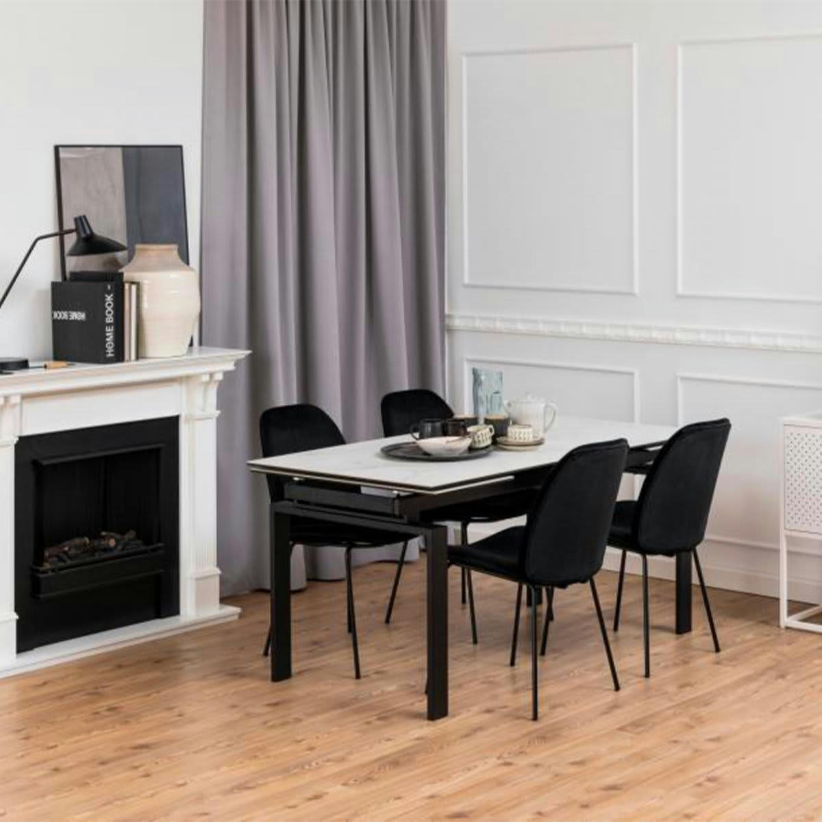 KARMEN - Lot de 2 chaises en velours noir