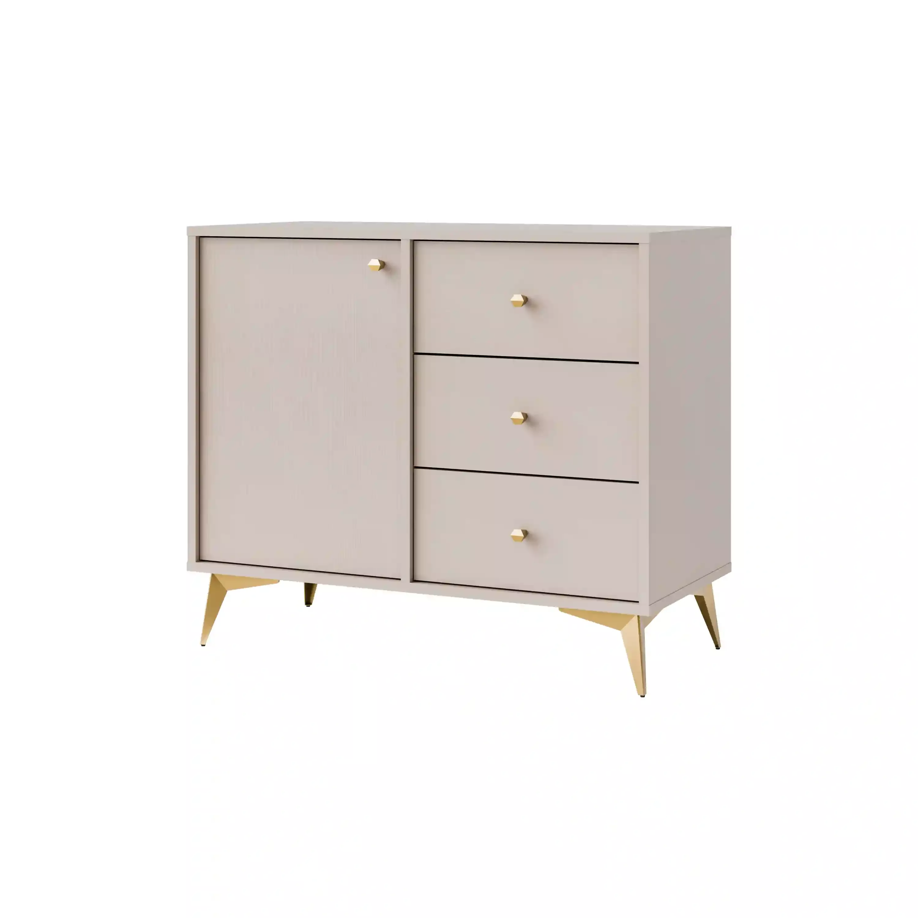 Komoda z szufladami do salonu Sakai 1 1F 3S T814 Beżowy