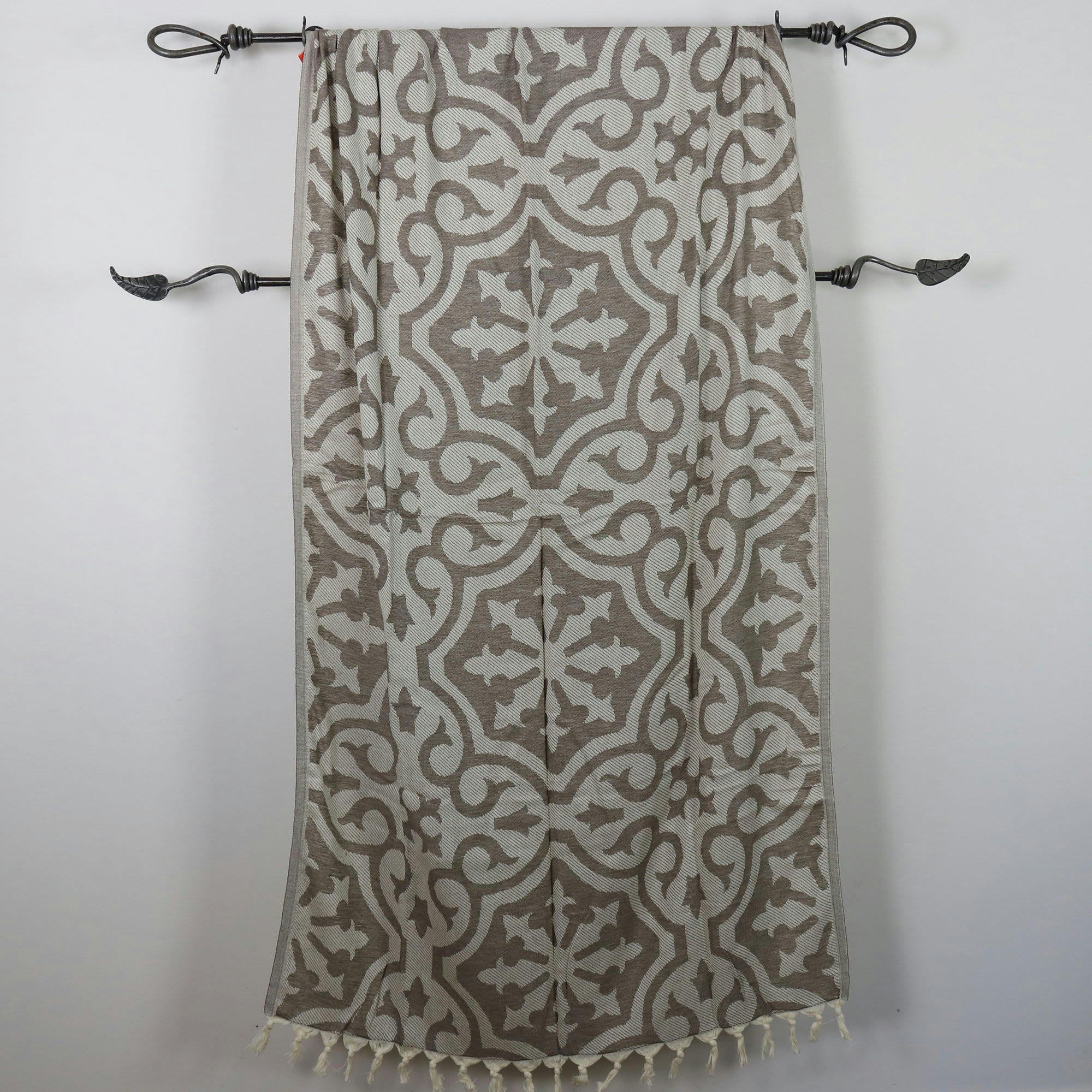 - Fouta baroque 100% coton avec franges marron 100x170cm