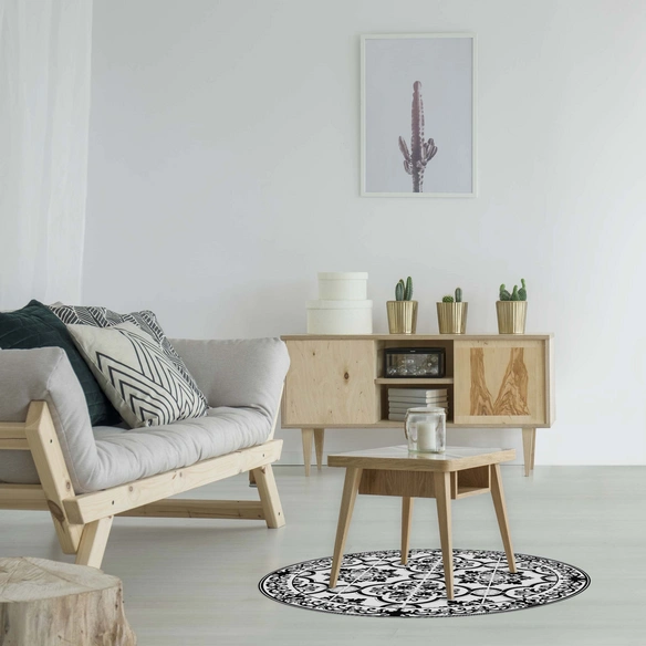 Vinyl Teppich »Elena«, BxL:68 cm x 68 cm, weiß|schwarz