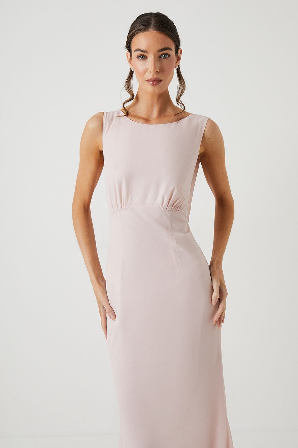 Coast Shimmer Chiffon Cowl Back Bridesmaid Maxi Dress