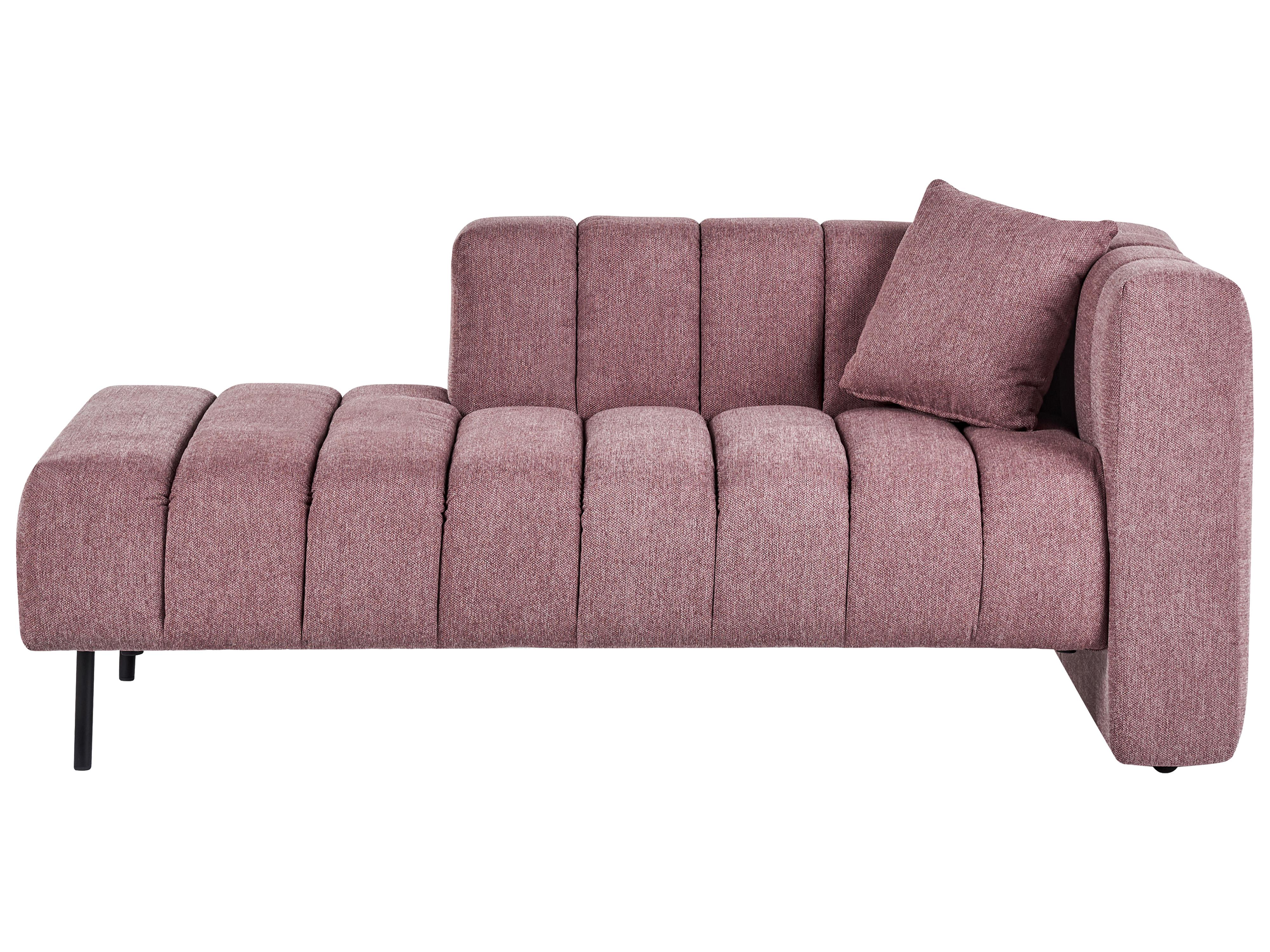Left-Hand Chaise Longue LANNILS Fabric Pink