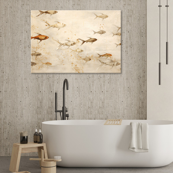 Feeby Obraz boho do łazienki spa - Ryby na beżowym tle 60x40