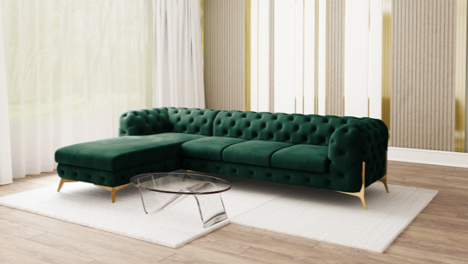 Ropez Chelsea Bis narożnik 323x200 lewy welur zielony