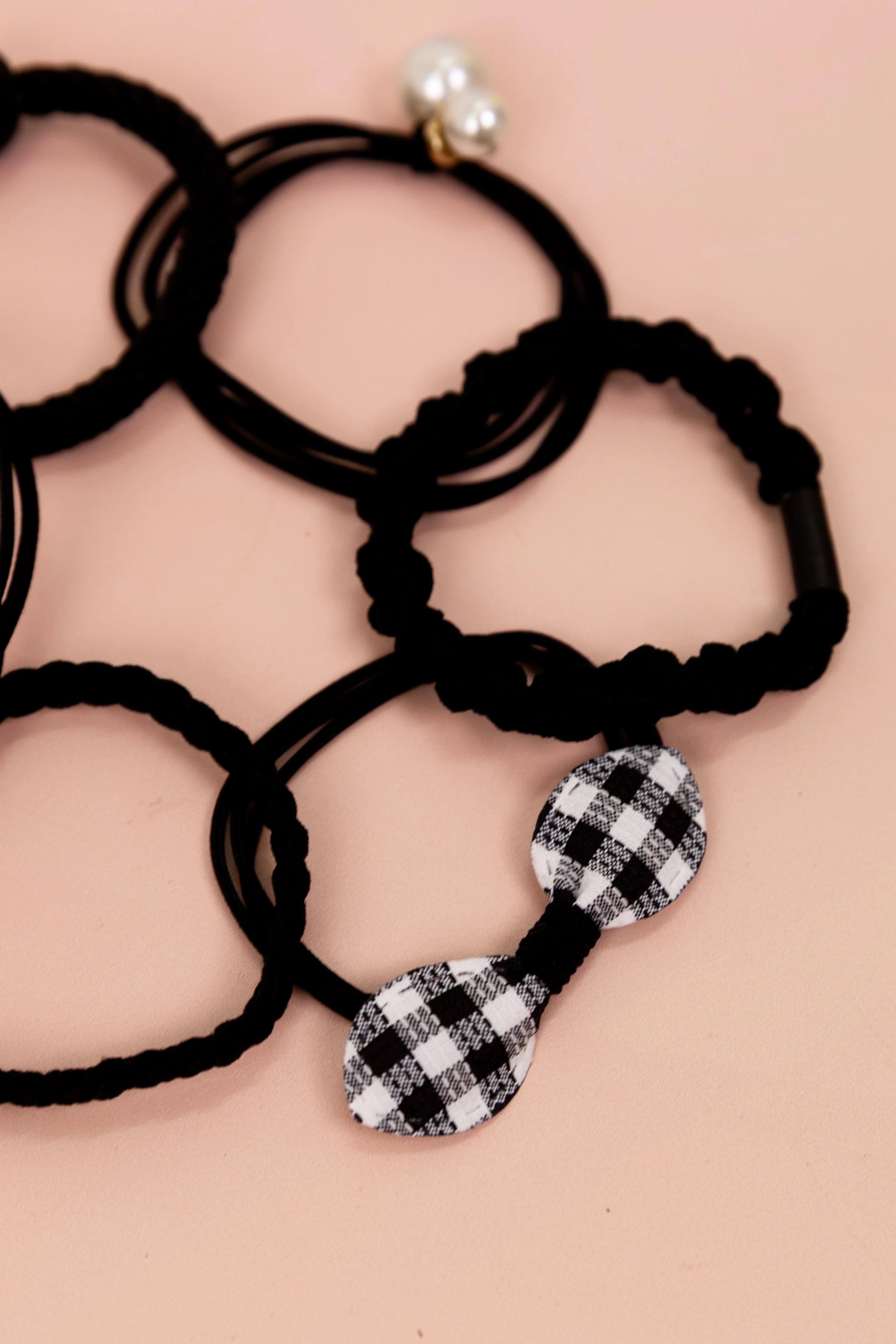 Black Mixed Hair Ties - 6 Pack